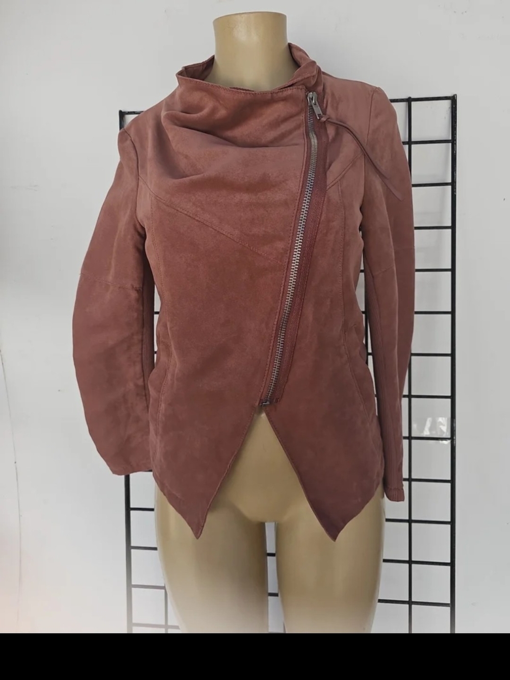 Divided Dusty Rose Asymmetrical Suede-Look Jacket